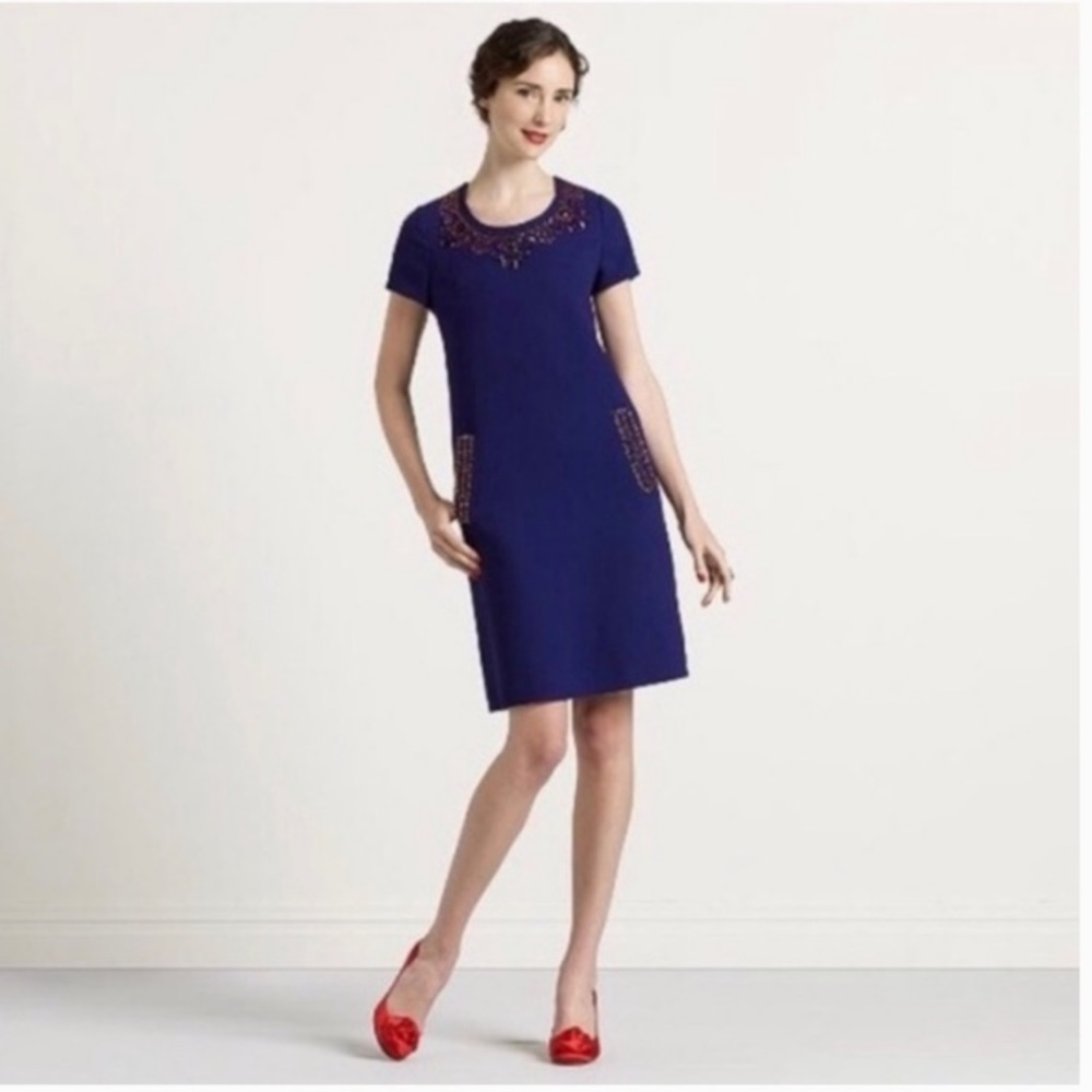 Kate Spade New York Gail beaded purple shift dress